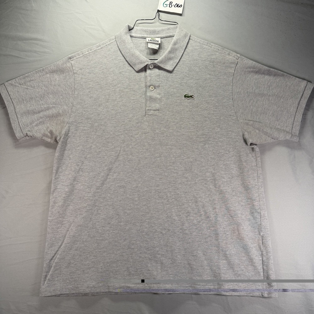 Lacoste Polo Shirt Mens 6 Gray Short Sleeve Cotton Alligator Crocodile - Picture 2 of 9